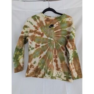Tie Dye Nike Sweatshirt Green And Brown Kids Large Hippie One Of‎ A Kind